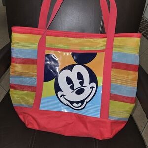 Disney Mickey Mouse Striped Tote with Red Accents